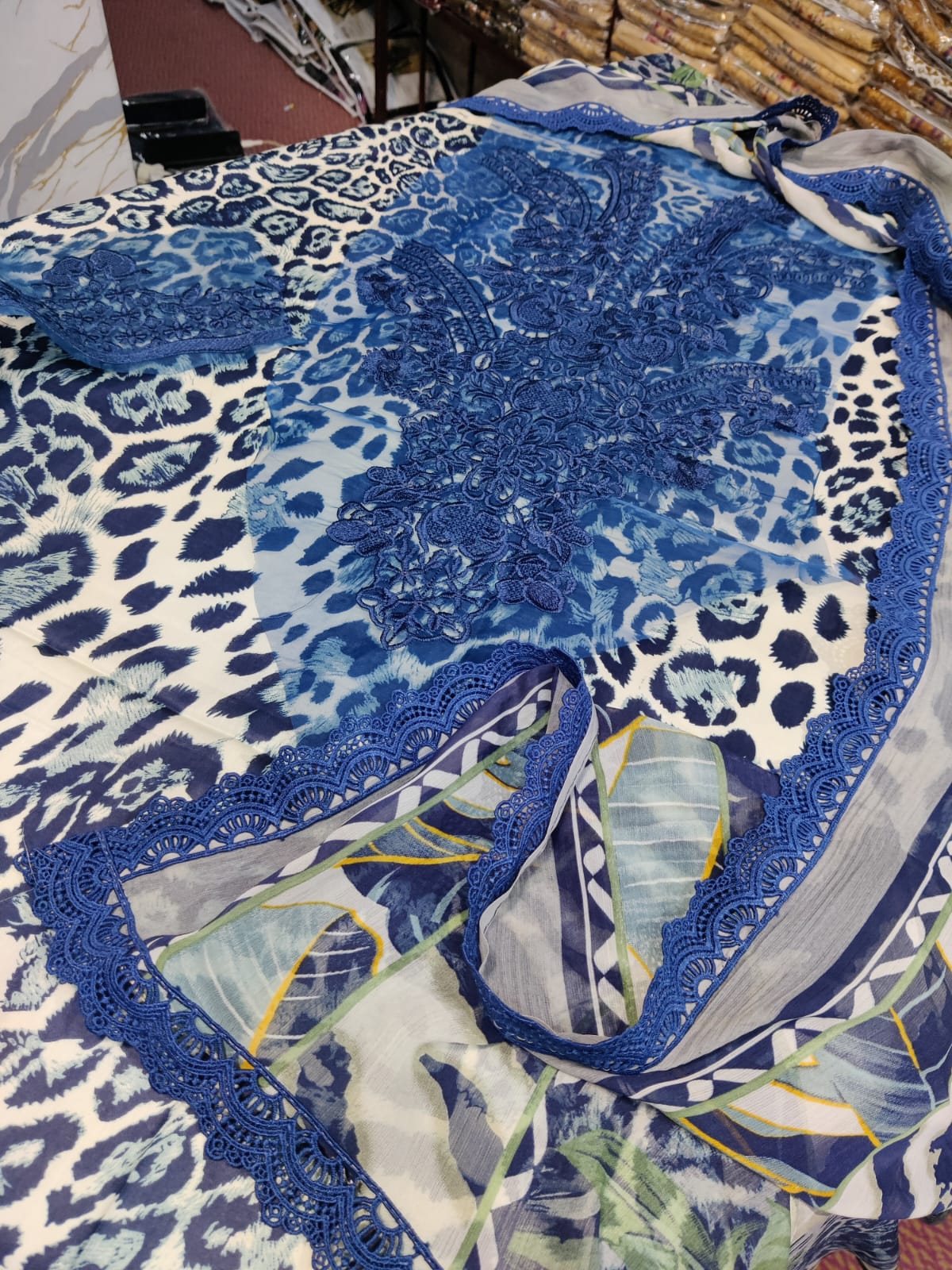 Electric blue Elaf electric new Danish Cloth fabric with vibrant color and smooth texture, displayed in a close-up image.