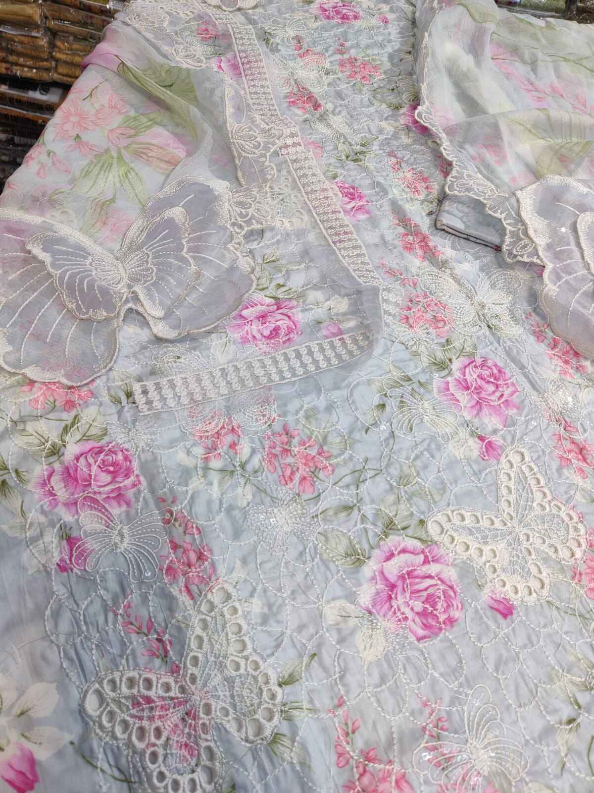 Danish Cloth Maria.b butterfly design with soft fabric and detailed butterfly pattern on light-colored material