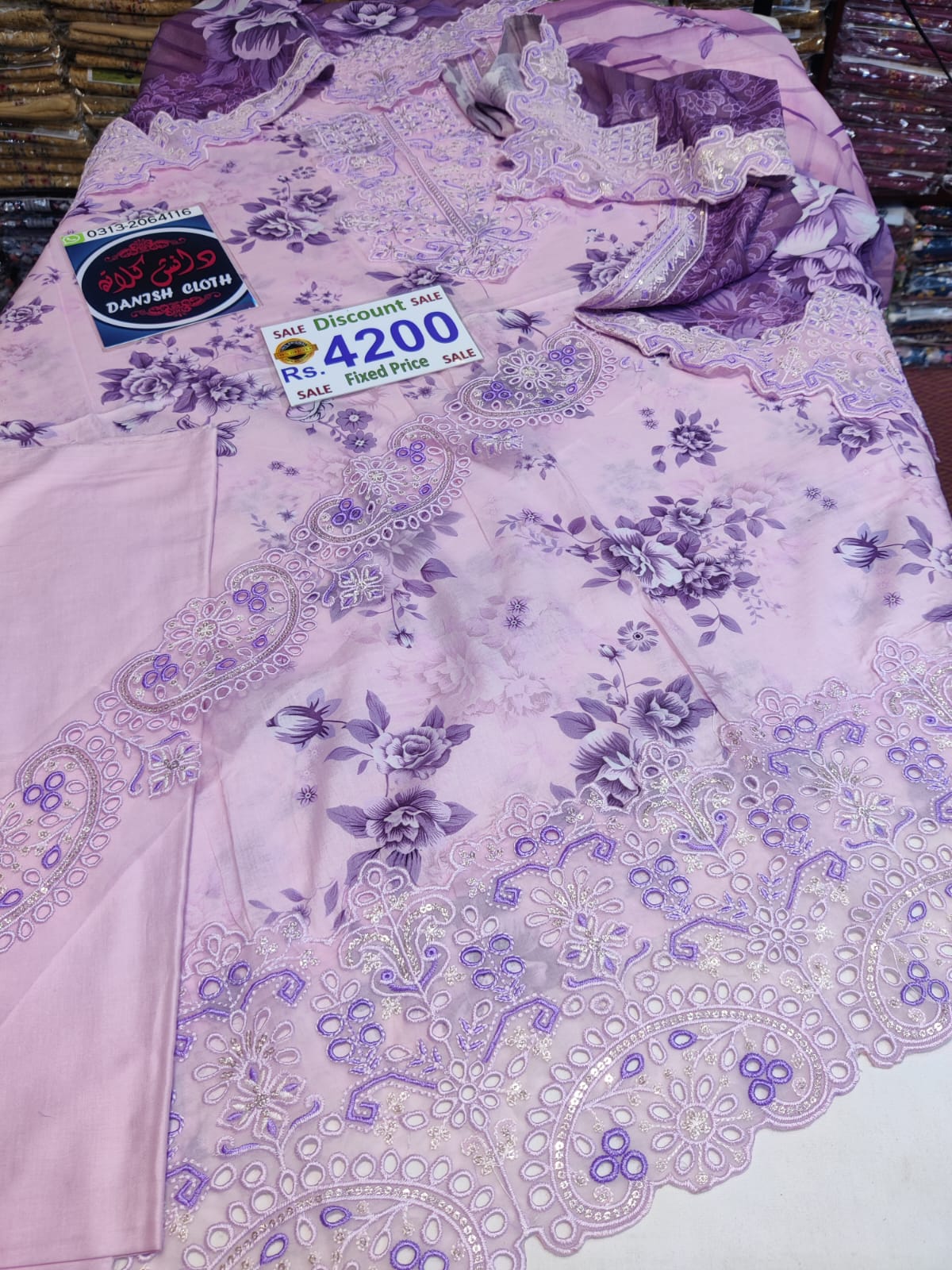 Agha lawn dupptta pink