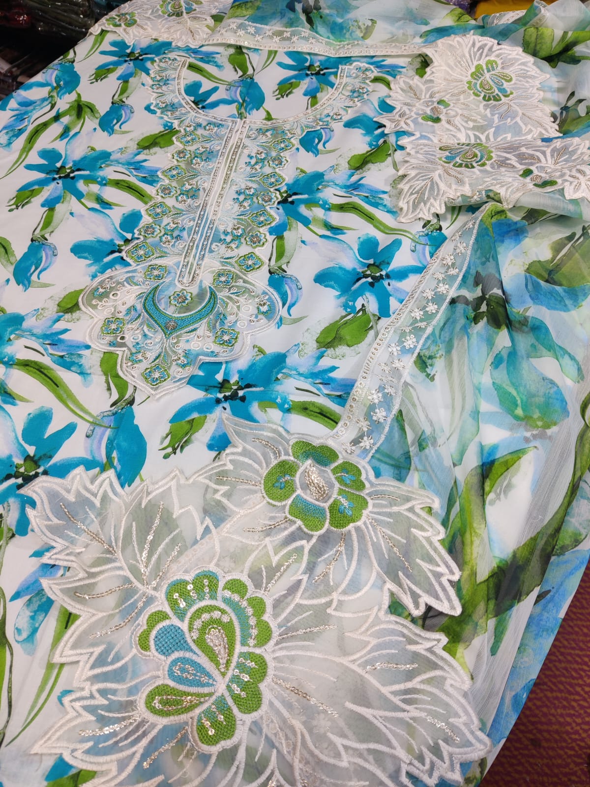 Danish Cloth Fatima Zahra illustration on fabric with intricate traditional design and vibrant colors.