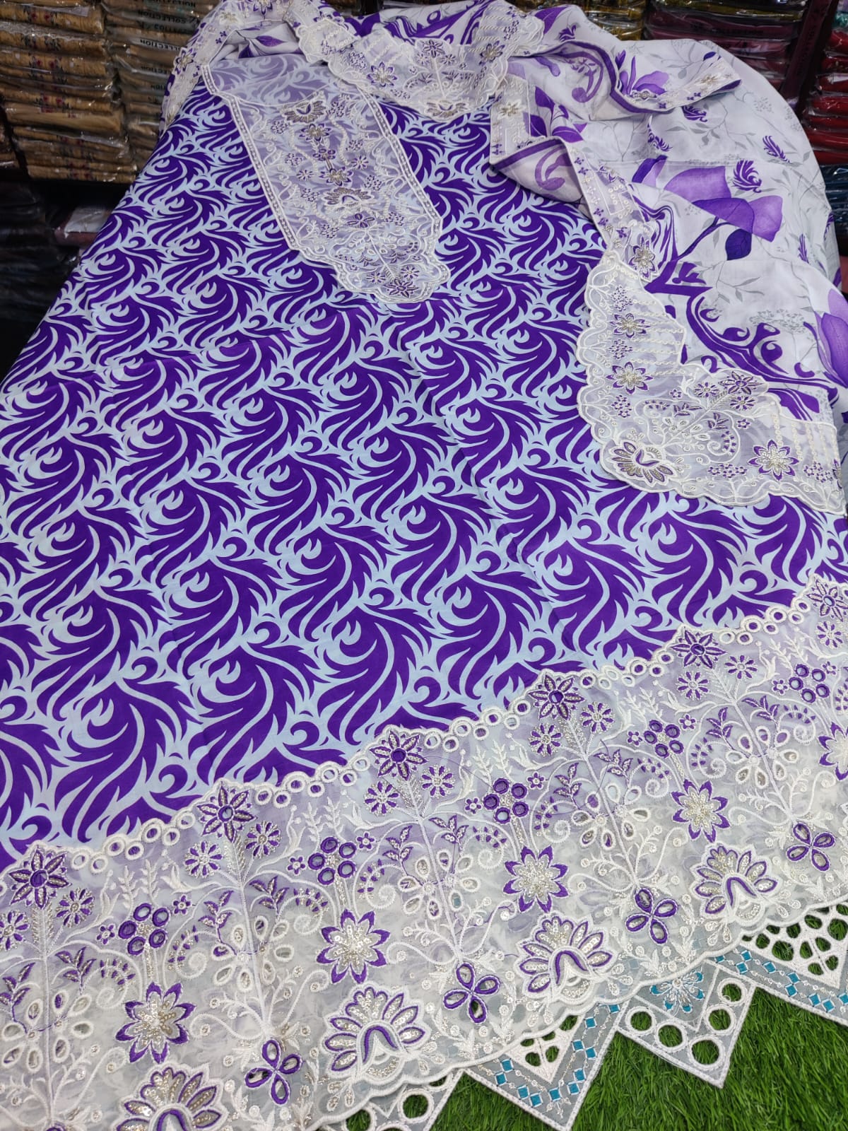 Agha lawn dupatta purple