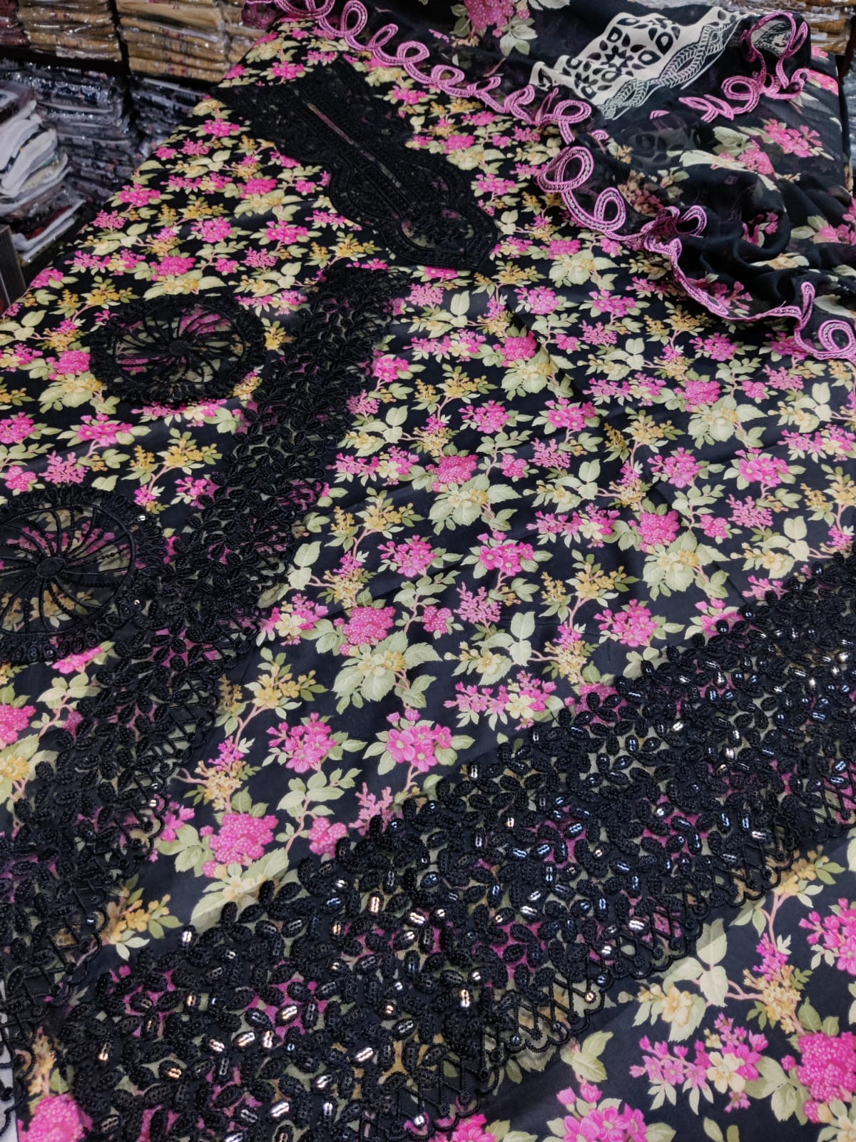 Danish Cloth Crimson Black new product, showcasing a stylish fabric piece with deep crimson and black colors, detailed texture visible
