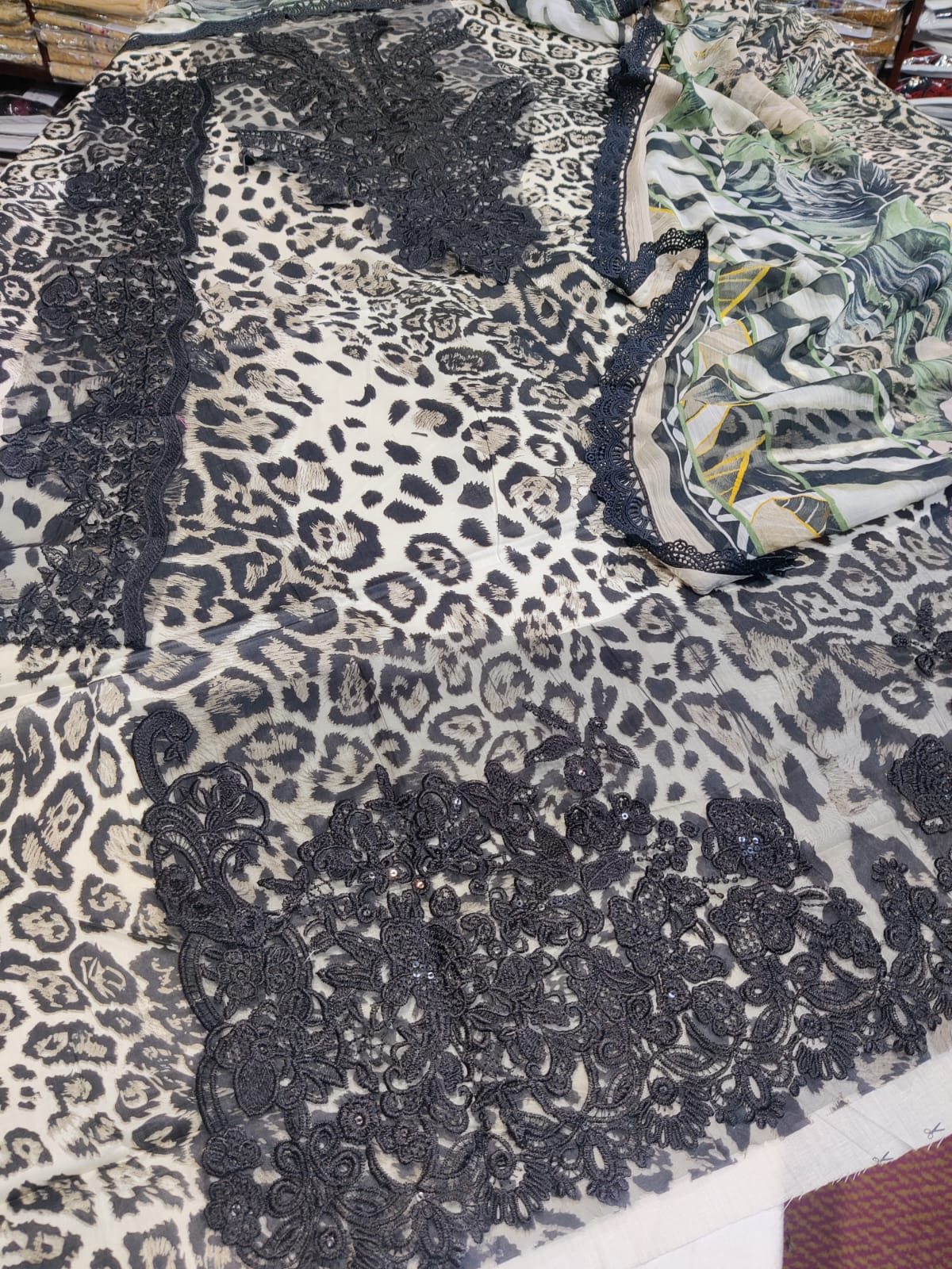 Elaaf black tiger new Danish Cloth product featuring a black tiger design on fabric, showcasing detailed pattern and texture.